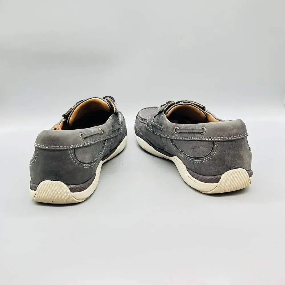 Johnston & Murphy Shoes Mens 12 Gray Leather XC4 Boat Moc Toe Casual Comfort